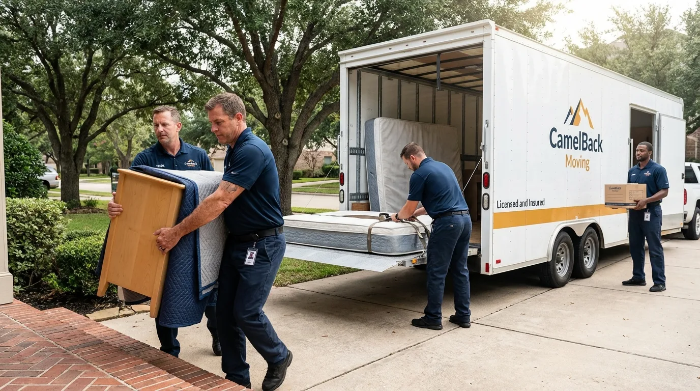 Crew loading residential truck for cross-state move from Buzzards Bay, MA